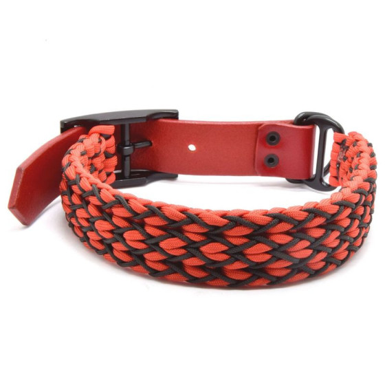 Cordell paracord adjustable dog collar and leash set Rocky red