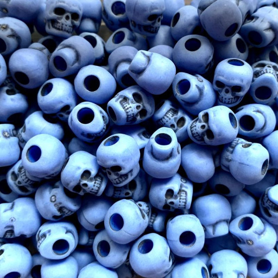 Plastic bead skull antique blue periwinkle