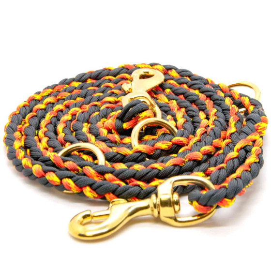 Cordell paracord walking leash switchable brass for dogs - 200cm