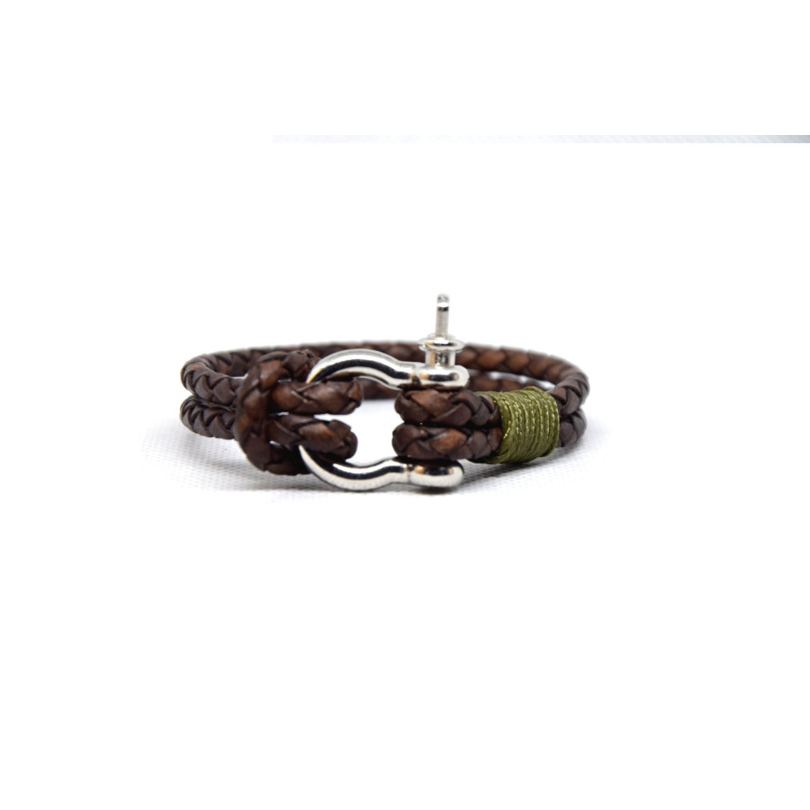 Cordell Bolo leather bracelet - brown/olive